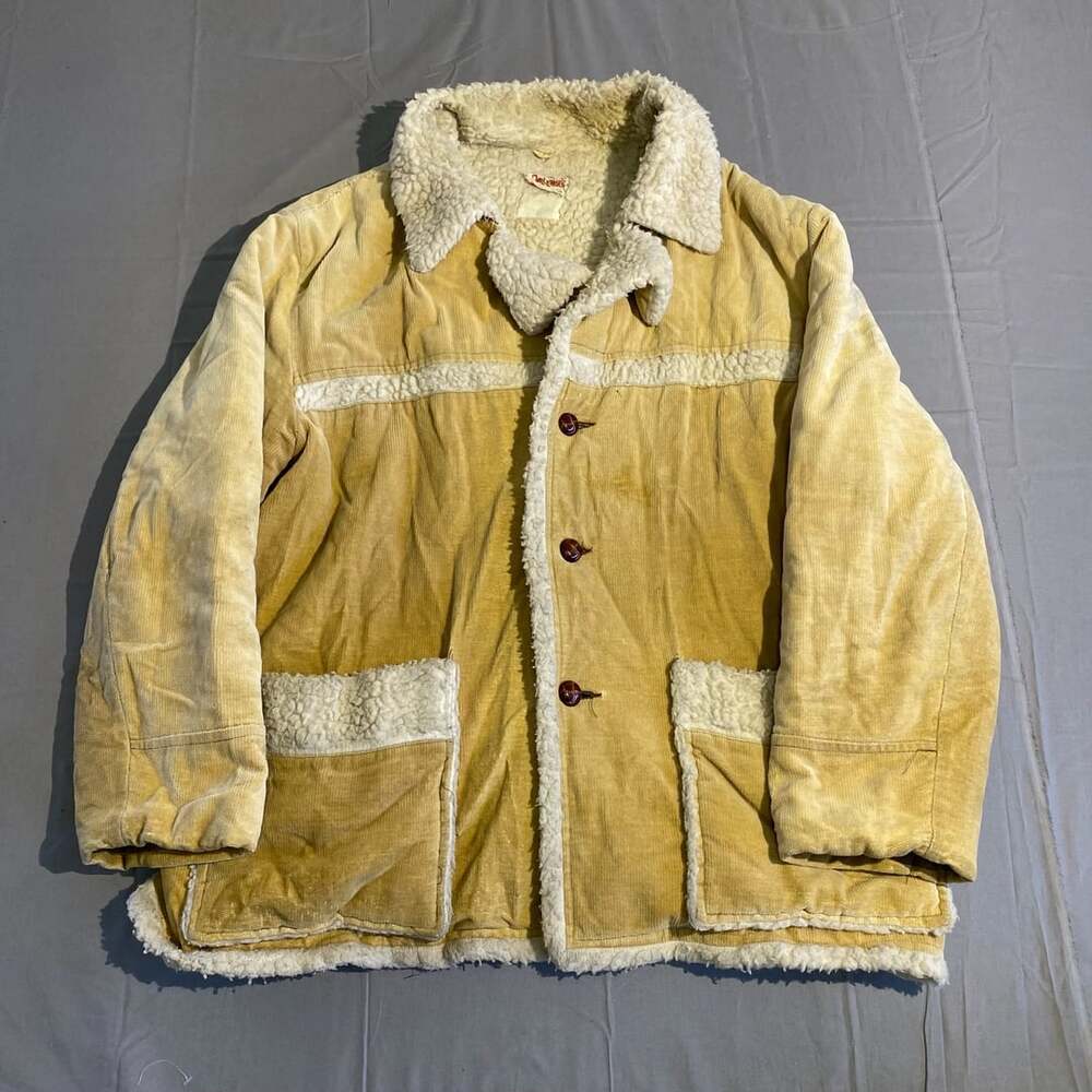 Challenger Corduroy Sherpa Jacket Size XL Tan Vintage Winter Coat